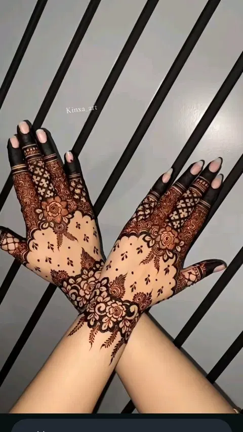 bridal simple flower back hand mehndi design