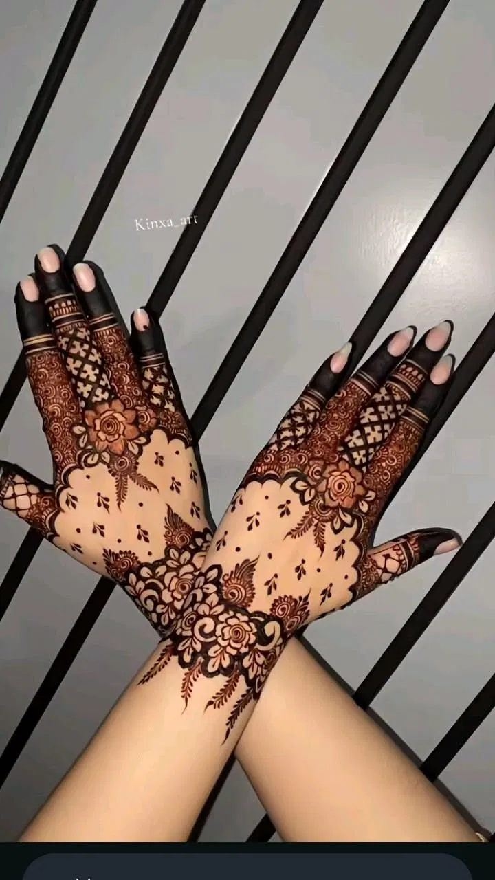 Bridal Simple Back Hand Mehndi Design with Flowers and Jaal