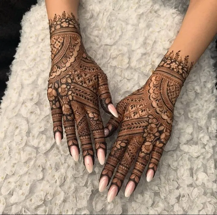 Bridal Stylish Back Hand Mehndi Design with Jaal for Engagement (3)