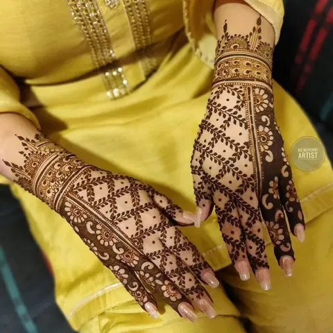 arabic bridal jaal back hand mehndi design
