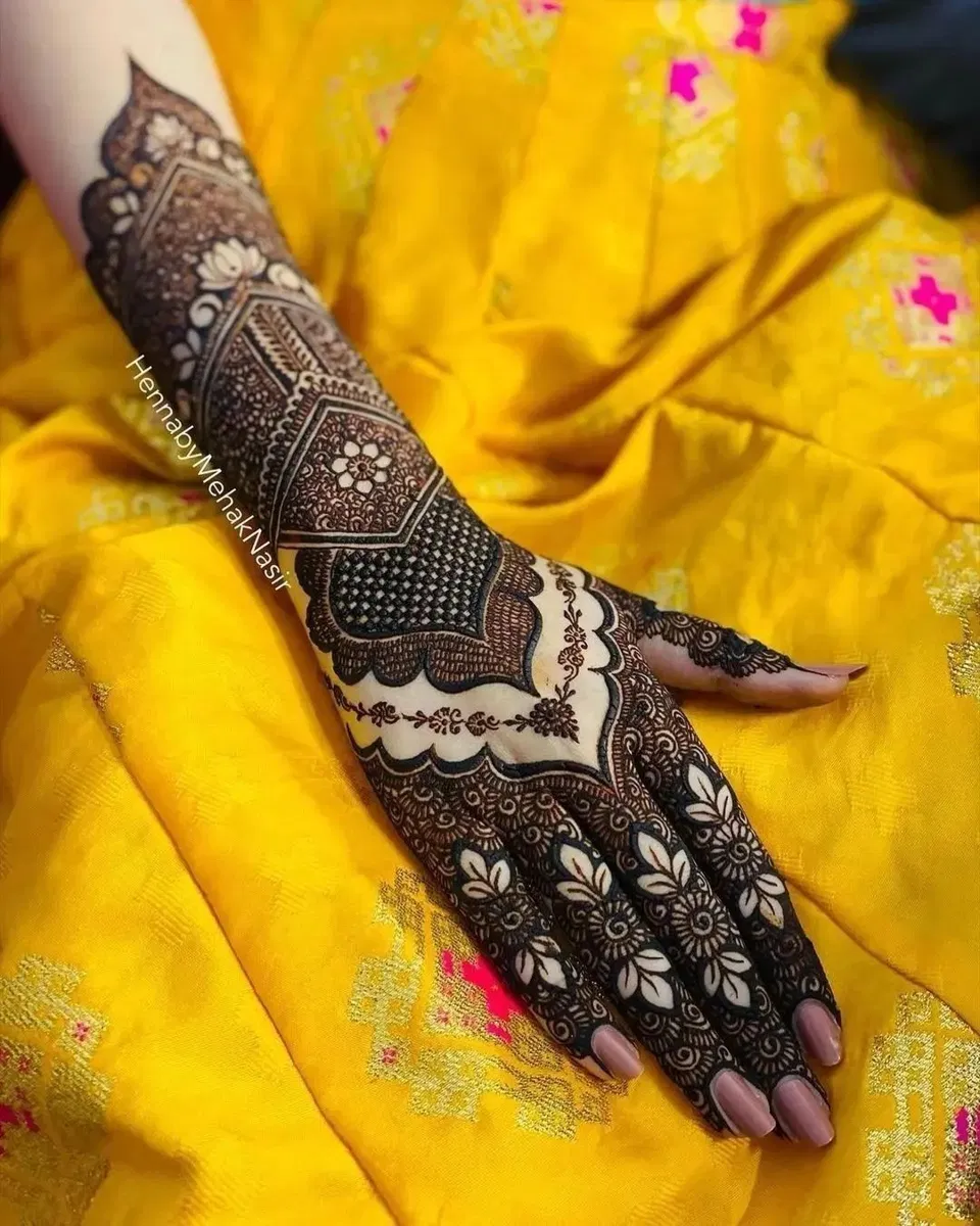 Bridal Pakistani Back Hand Mehndi Design with Jaal (3)