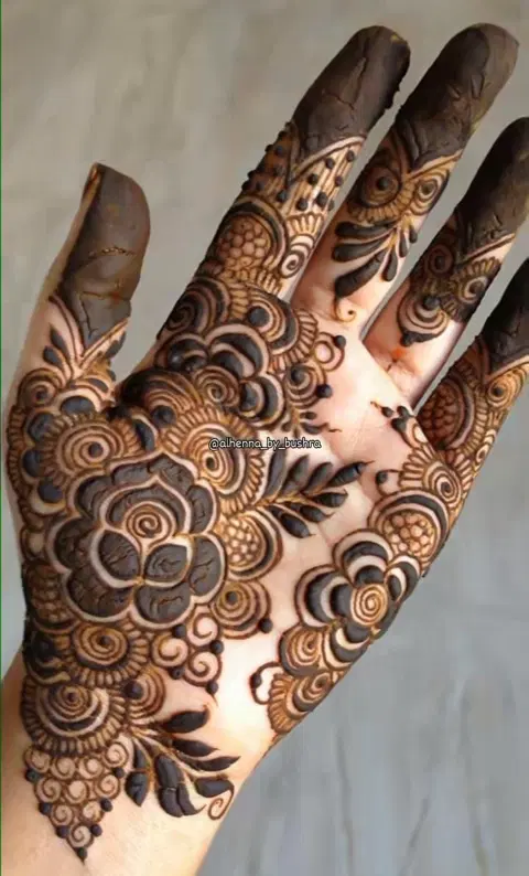 arabic bridal bel front hand mehndi design