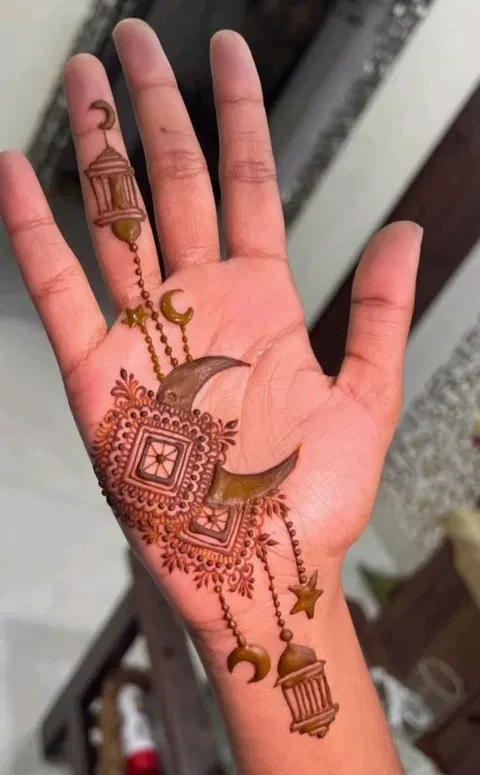 aesthetic simple deity front hand mehndi design