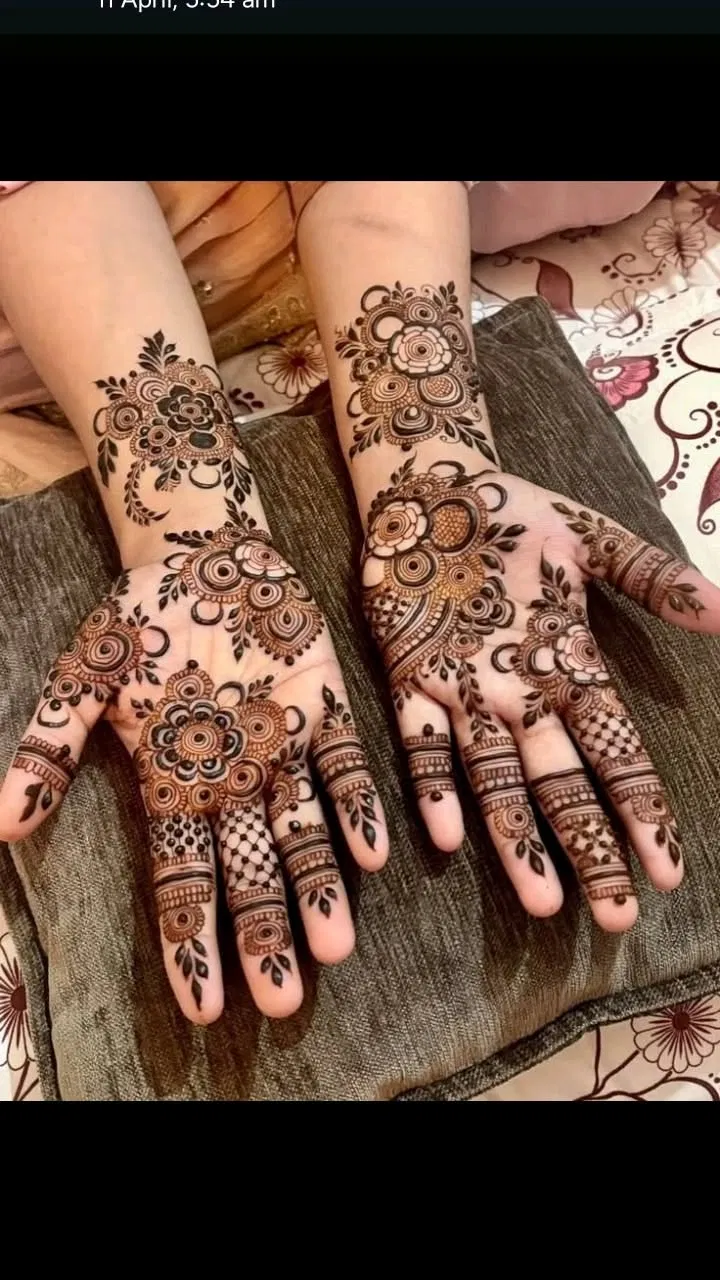 Arabic Indo-Arabic Back Hand Mehndi Design with Flowers