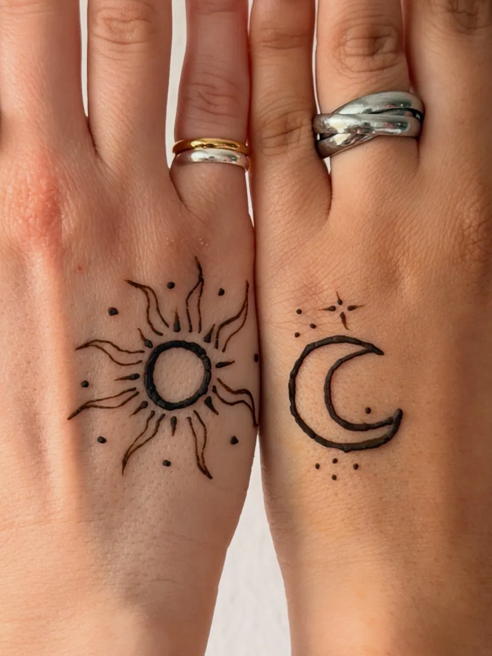Aesthetic Indian Back Hand Mehndi Design with Jaal and Moon