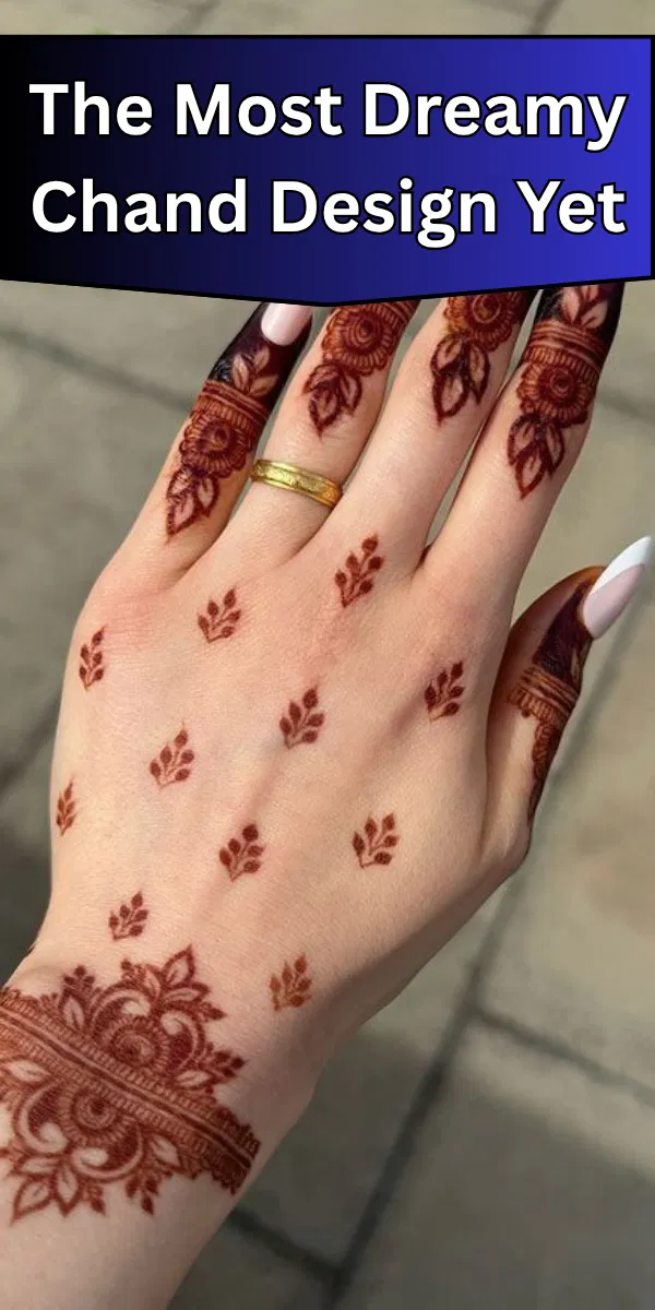 Stylish Finger Mehndi Design with Jaal and Moon (2)