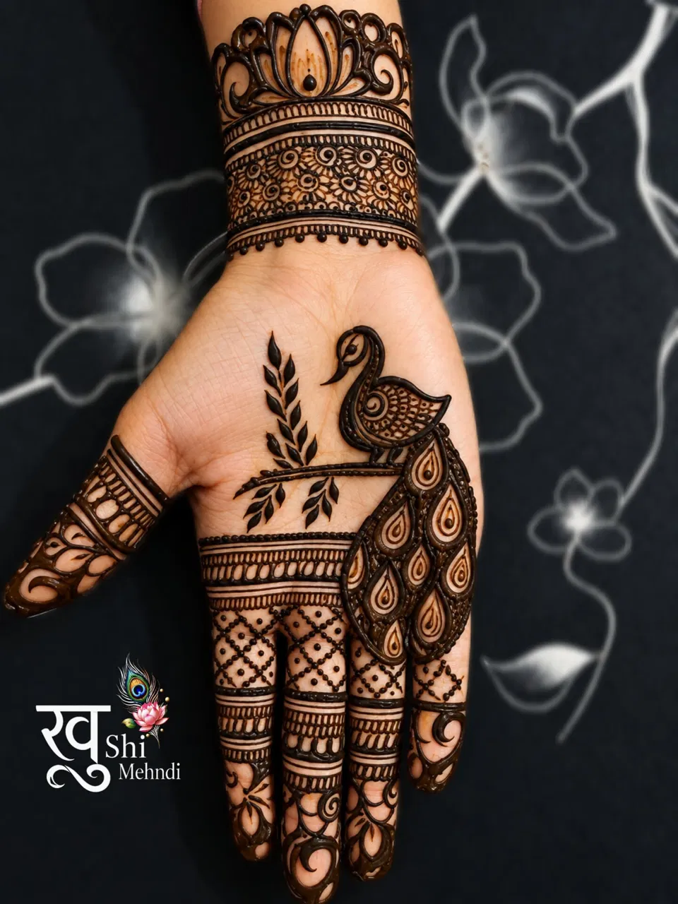 Royal Front Hand Mehndi Design with Peacock