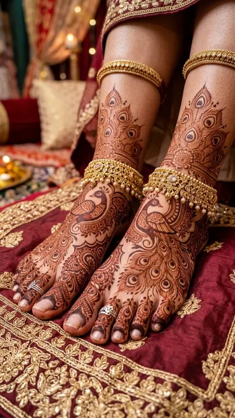 bridal stylish figure back hand mehndi design