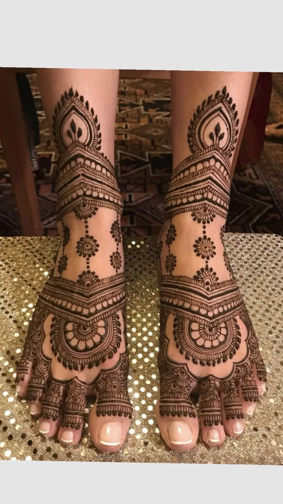 Bridal Indian Foot Mehndi Design with Jaal (2)