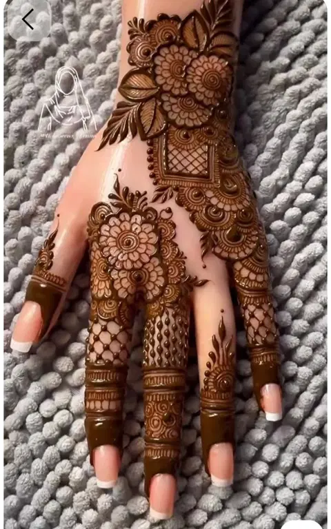 arabic indian flower back hand mehndi design