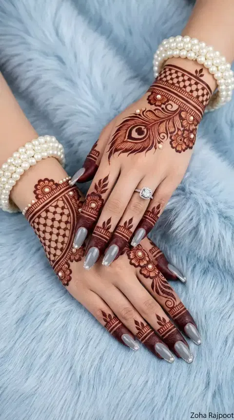 bridal royal circle finger mehndi design