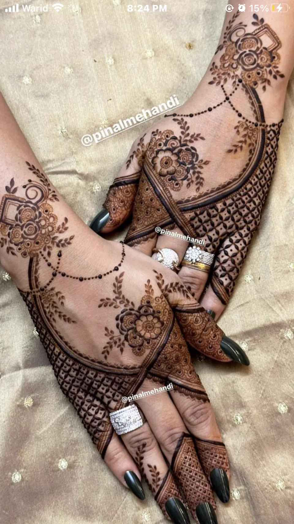 Aesthetic Bridal Back Hand Mehndi Design with Figures (5)