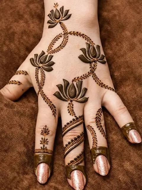 minimal simple flower back hand mehndi design