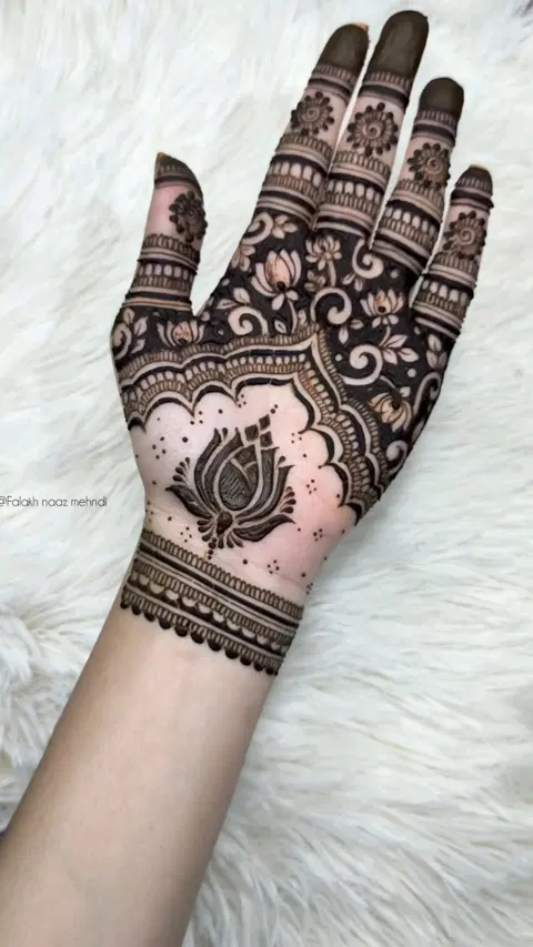 aesthetic bridal deity finger mehndi design