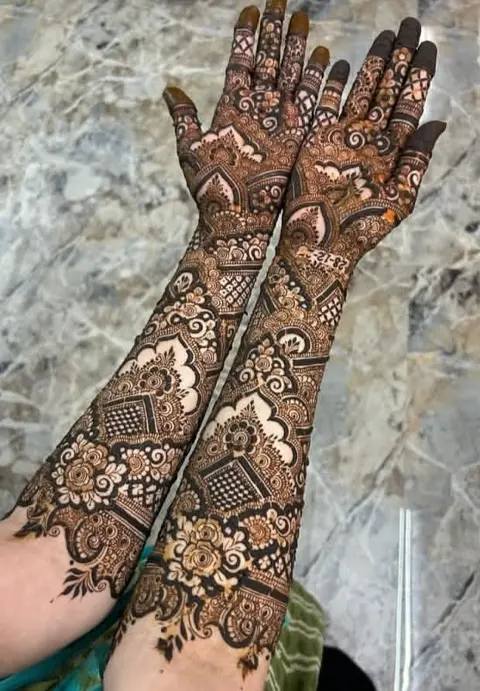 bridal pakistani figure back hand mehndi design