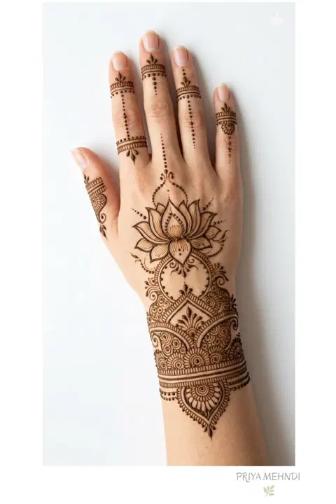 bridal simple flower back hand mehndi design