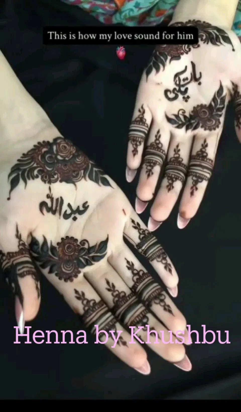 Bridal Minimal Finger Mehndi Design with Hidden Name
