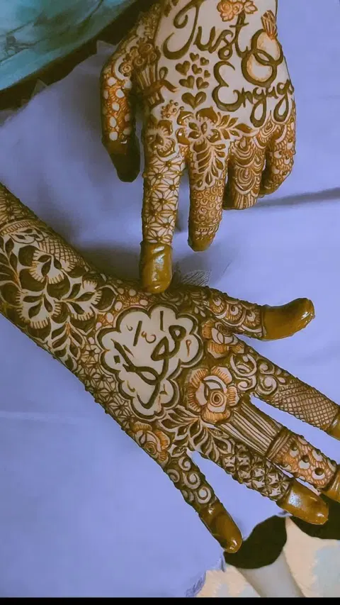 bridal stylish figure front hand mehndi design