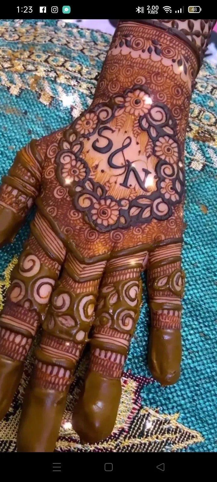 Heavy Back Hand Mehndi Design with Deity and Figures