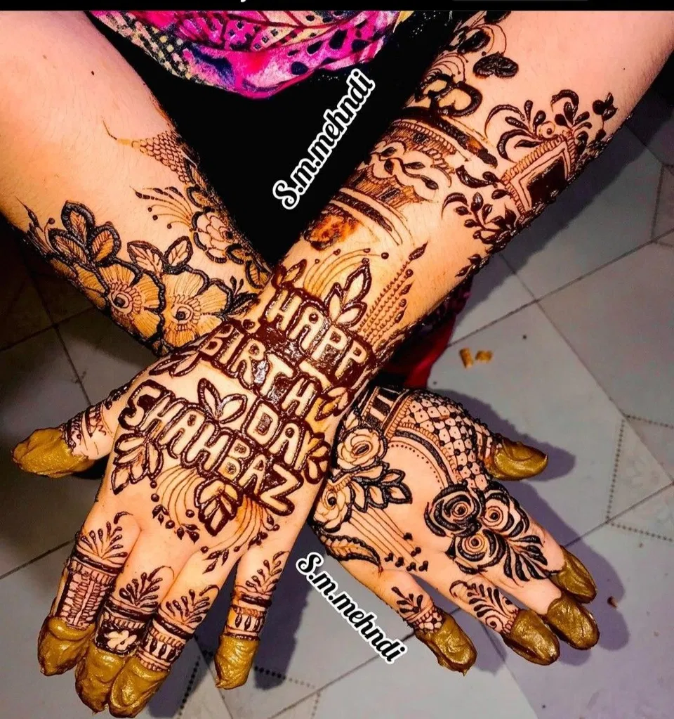 Arabic Mehndi Design with Hidden Name (3)