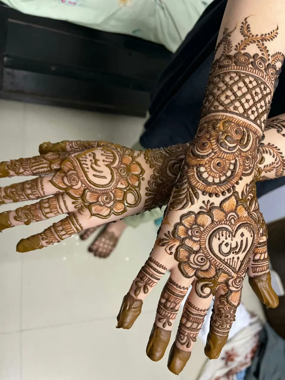 Bridal Full Hand Mehndi Design with Hidden Name