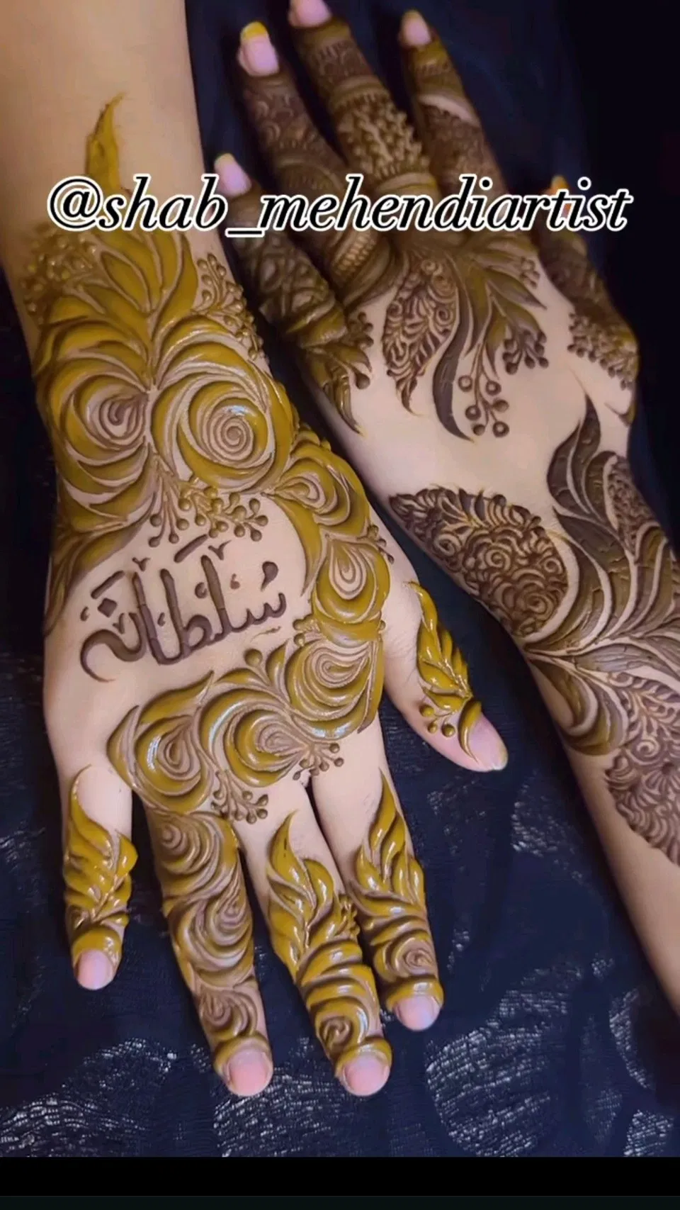 Arabic Dubai Back Hand Mehndi Design with Hidden Name