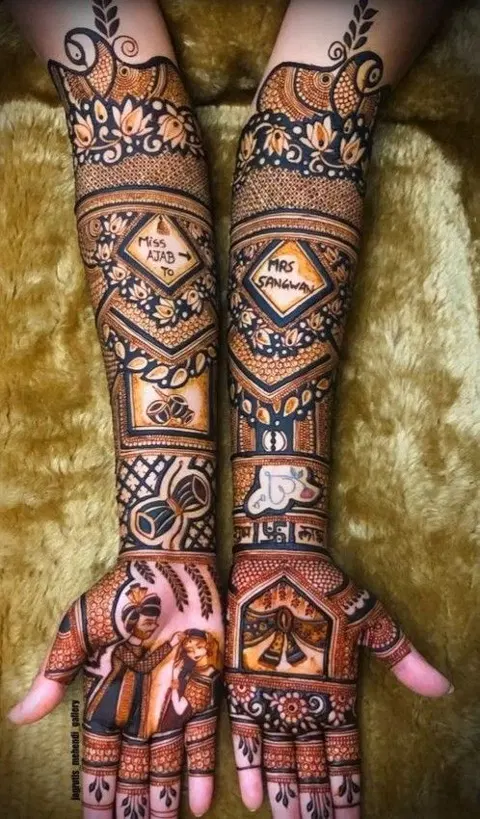 bridal deity foot mehndi design