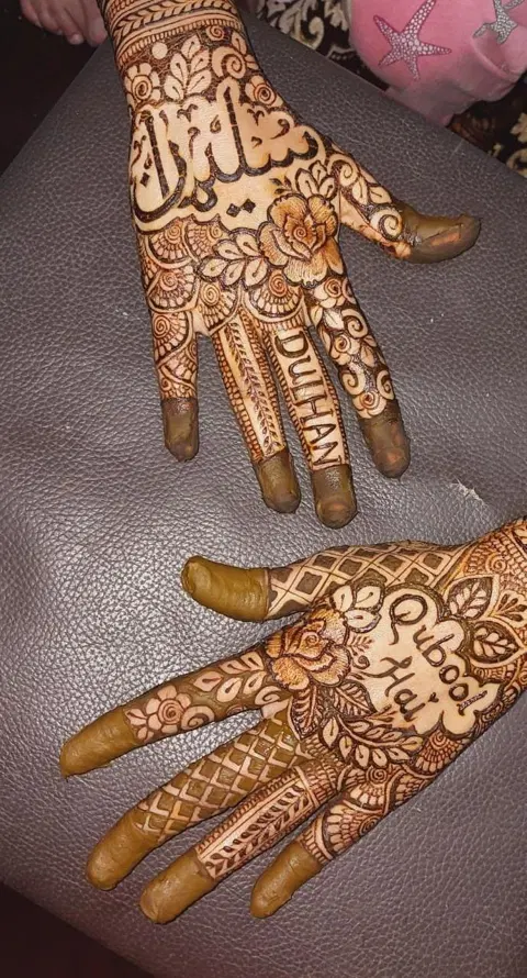 bridal pakistani name front hand mehndi design