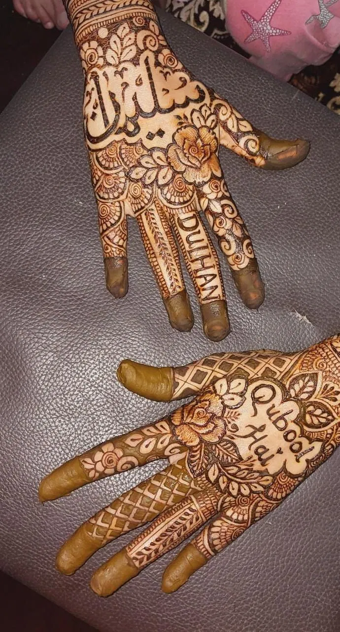 Bridal Pakistani Front Hand Mehndi Design with Hidden Name (2)