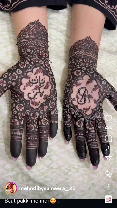 arabic bridal circle front hand mehndi design