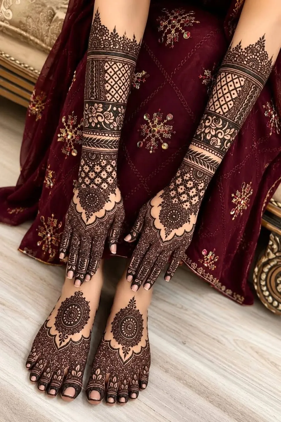 Aesthetic Bridal Foot Mehndi Design