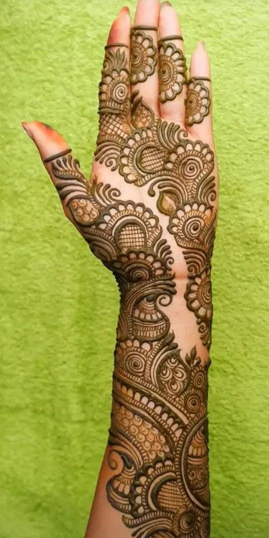 Aesthetic Arabic Back Hand Mehndi Design for Eid (27)