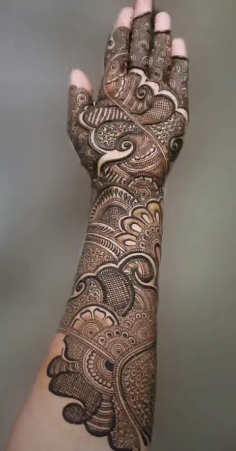 arabic bridal front hand mehndi design