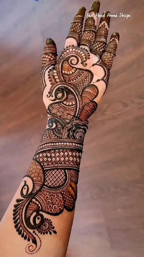 arabic bridal peacock front hand mehndi design