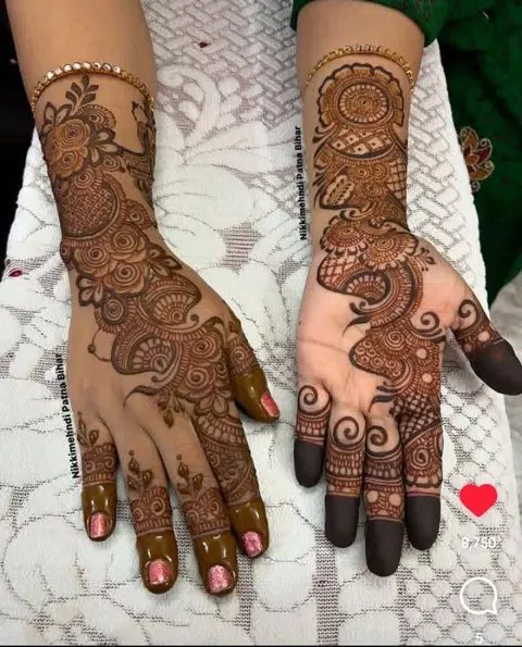 arabic indo-arabic bel back hand mehndi design