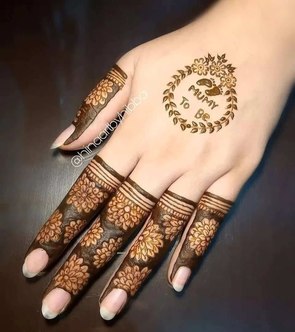 Aesthetic Bridal Back Hand Mehndi Design with Gol Tikki, Flowers and Hidden Name (12)