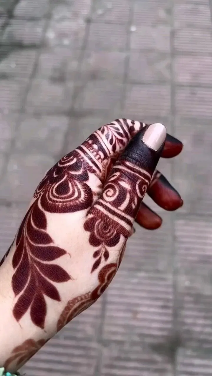 Aesthetic Bridal Back Hand Mehndi Design with Jaal (7)