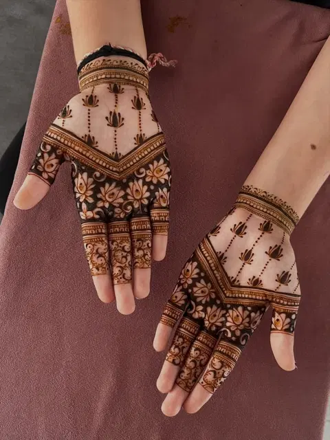 aesthetic bridal jaal back hand mehndi design