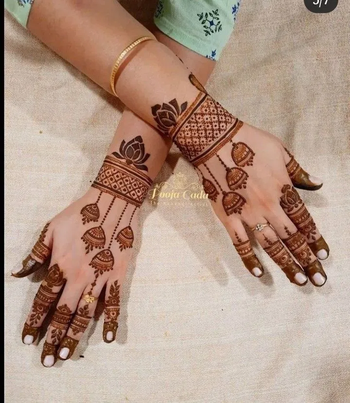 Arabic Royal Back Hand Mehndi Design with Jaal and Lotus