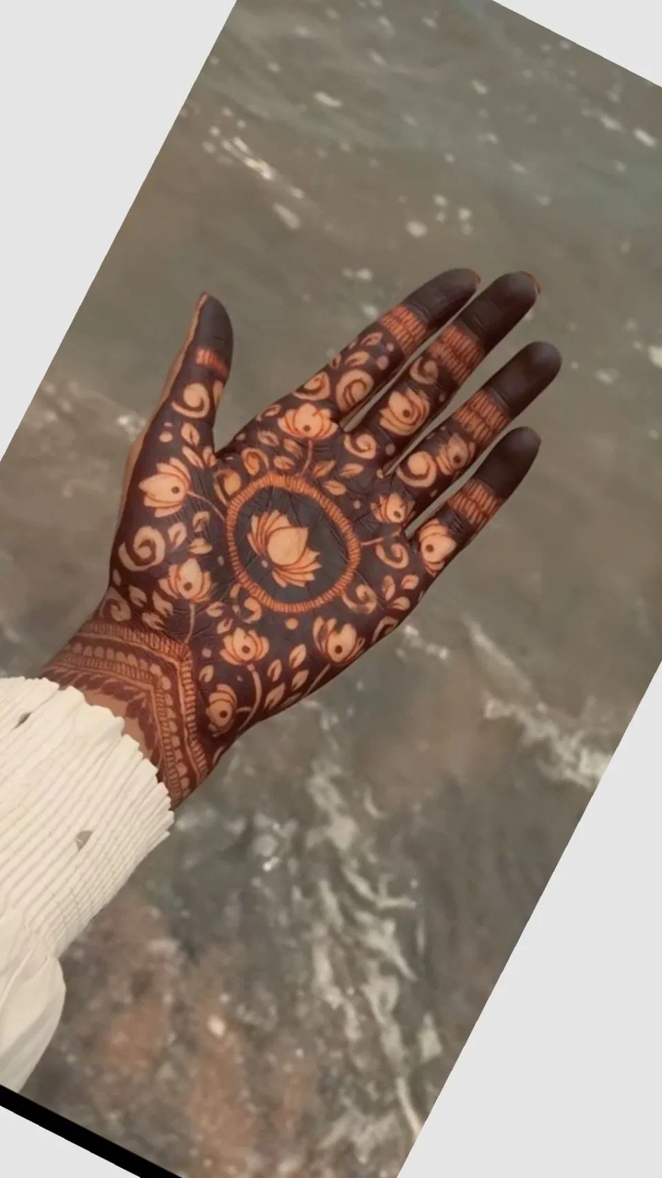 Aesthetic Stylish Back Hand Mehndi Design with Gol Tikki and Lotus for Diwali