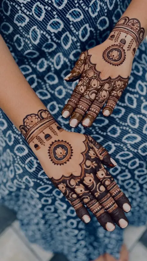 bridal indian circle back hand mehndi design