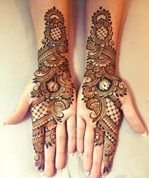 arabic bridal front hand mehndi design