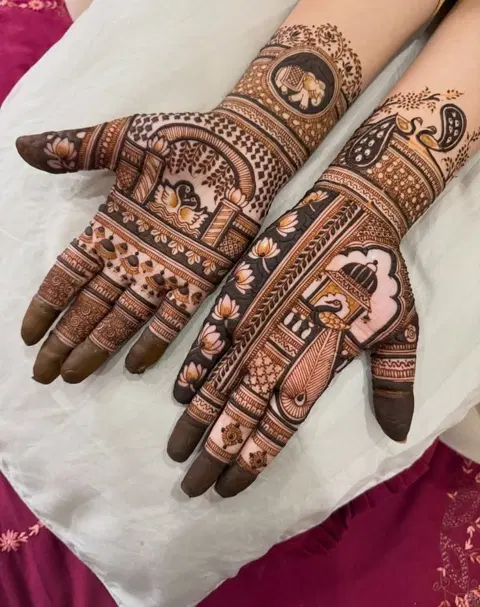 aesthetic indian figure wrist mehndi design