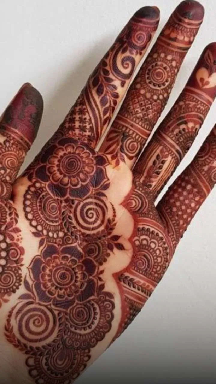 Arabic Bridal Front Hand Mehndi Design with Flowers for Teej