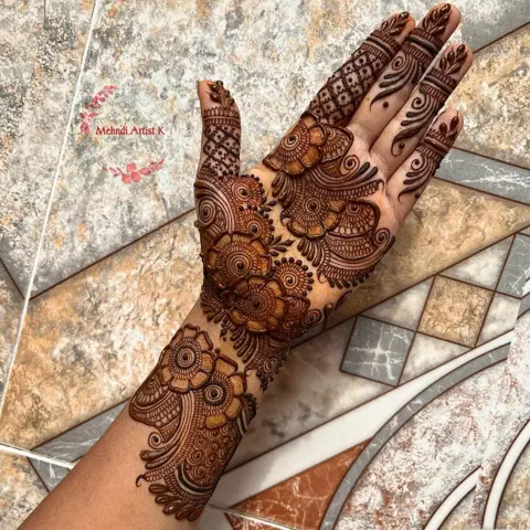 arabic indo-arabic deity arm mehndi design