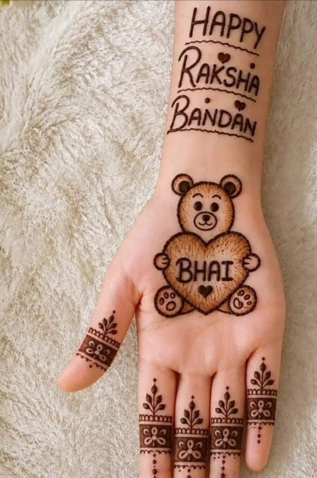 Simple Stylish Front Hand Mehndi Design with Hearts and Jaal for Raksha Bandhan (2)