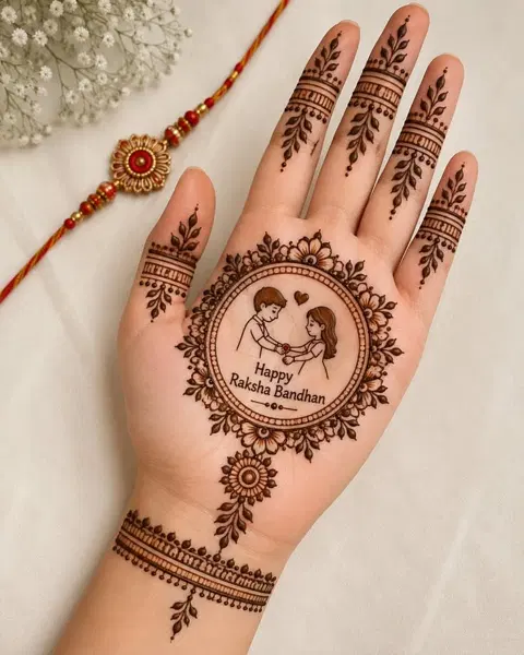 aesthetic simple circle back hand mehndi design