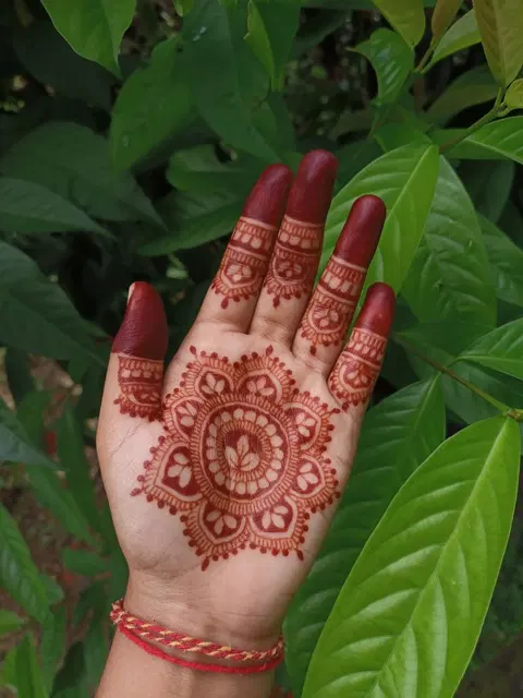 aesthetic circle back hand mehndi design