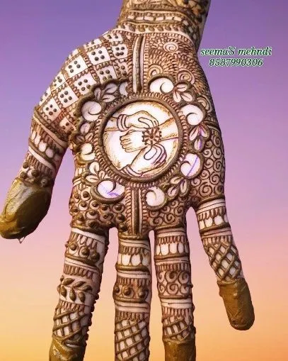 Heavy Aesthetic Back Hand Mehndi Design with Moon