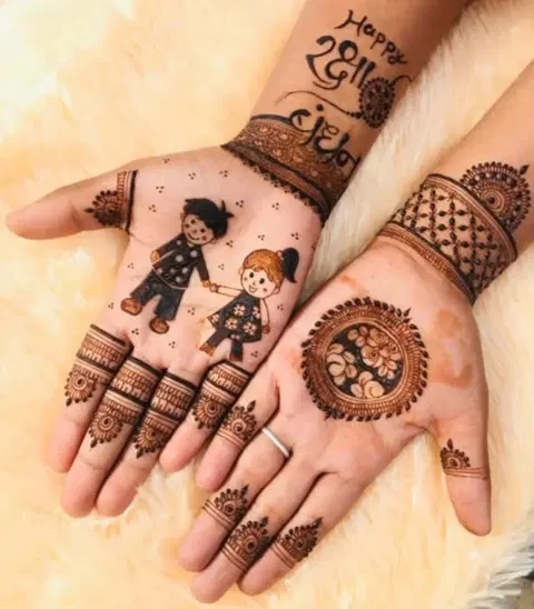 indian simple figure back hand mehndi design